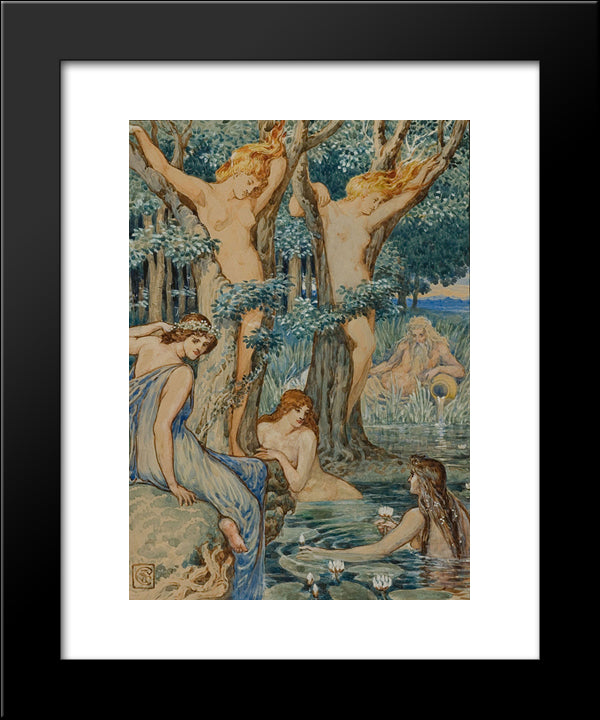 Nyads And Dryads 20x24 Black Modern Wood Framed Art Print Poster by Crane, Walter