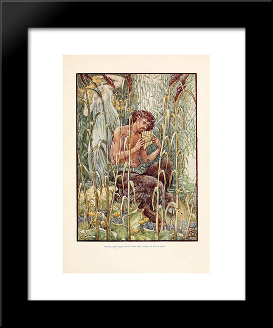 Sweet, Piercing Sweet Was The Music Of Pan'S Pipe 20x24 Black Modern Wood Framed Art Print Poster by Crane, Walter
