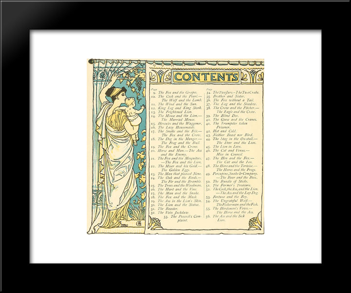 The Baby'S Own Aesop 20x24 Black Modern Wood Framed Art Print Poster by Crane, Walter