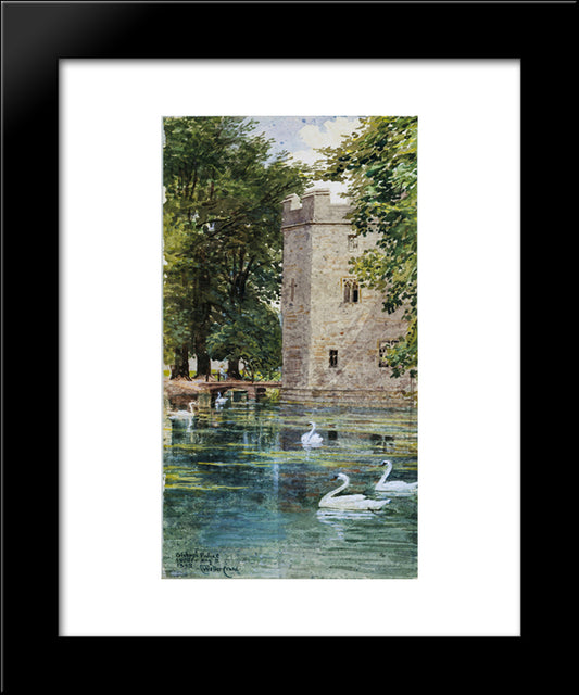 The Moat And Bishop'S Palace, Wells Cathedral 20x24 Black Modern Wood Framed Art Print Poster by Crane, Walter