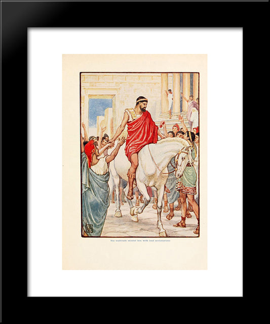 The Multitude Saluted Him With Loud Acclamations 20x24 Black Modern Wood Framed Art Print Poster by Crane, Walter