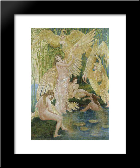 The Swan Maidens 20x24 Black Modern Wood Framed Art Print Poster by Crane, Walter