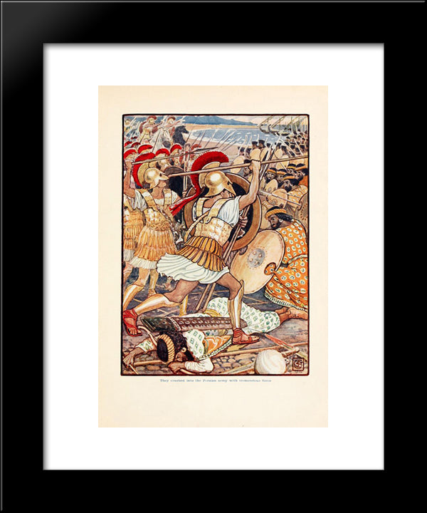 They Crashed Into Persian Army With Tremendous Force 20x24 Black Modern Wood Framed Art Print Poster by Crane, Walter