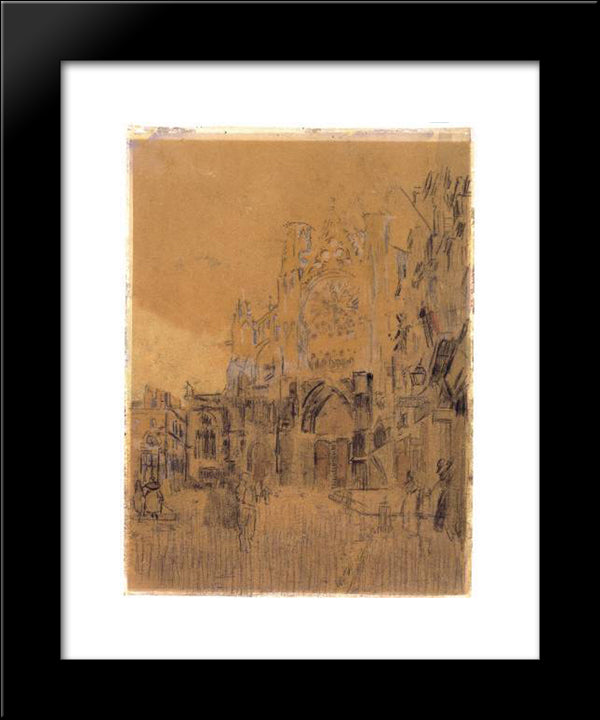 Dieppe, Study No. 2, Facade Of Saint-Jacques Tower 20x24 Black Modern Wood Framed Art Print Poster by Sickert, Walter