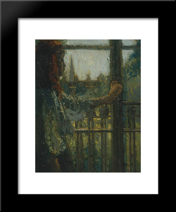 Girl At A Window, Little Rachel 20x24 Black Modern Wood Framed Art Print Poster by Sickert, Walter