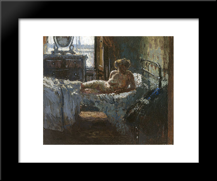 Mornington Crescent Nude, Contre-Jour 20x24 Black Modern Wood Framed Art Print Poster by Sickert, Walter