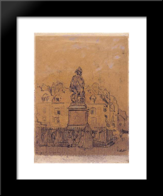 Sketch For `The Statue Of Duquesne, Dieppe' 20x24 Black Modern Wood Framed Art Print Poster by Sickert, Walter