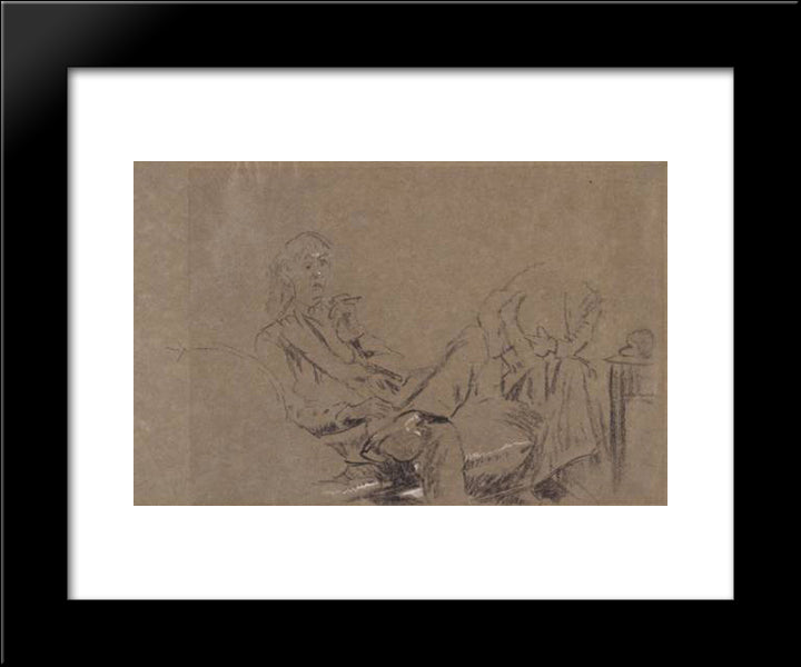 Study For `The Little Tea Party' 20x24 Black Modern Wood Framed Art Print Poster by Sickert, Walter