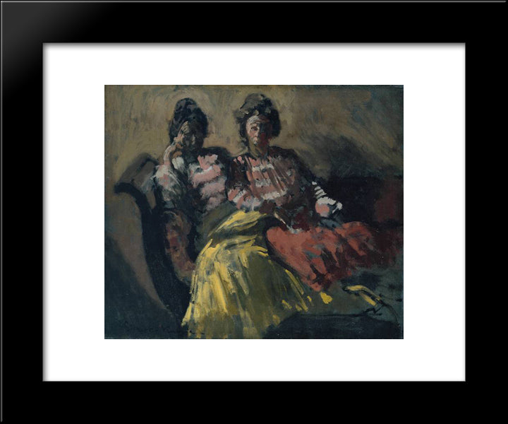 Two Women On A Sofa 20x24 Black Modern Wood Framed Art Print Poster by Sickert, Walter