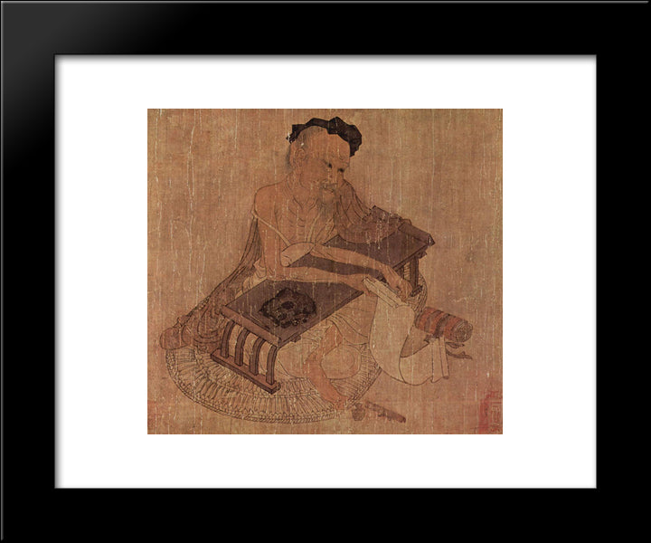 Portrait Of Fu Sheng 20x24 Black Modern Wood Framed Art Print Poster by Wang Wei