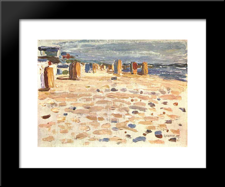 Beach Baskets In Holland 20x24 Black Modern Wood Framed Art Print Poster by Kandinsky, Wassily