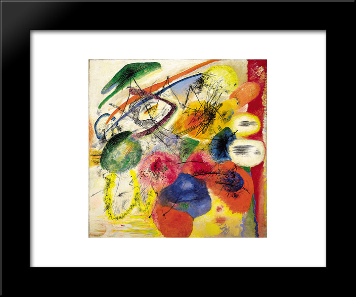 Black Strokes I 20x24 Black Modern Wood Framed Art Print Poster by Kandinsky, Wassily