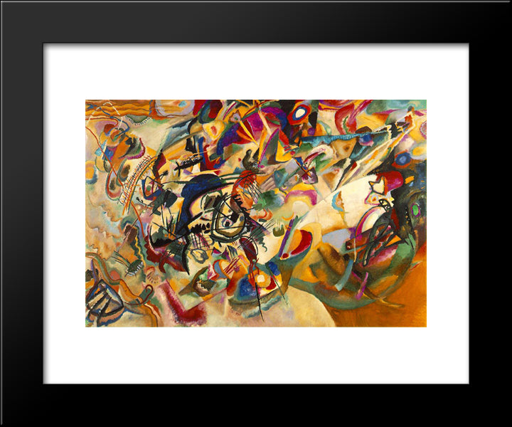 Composition Vii 20x24 Black Modern Wood Framed Art Print Poster by Kandinsky, Wassily