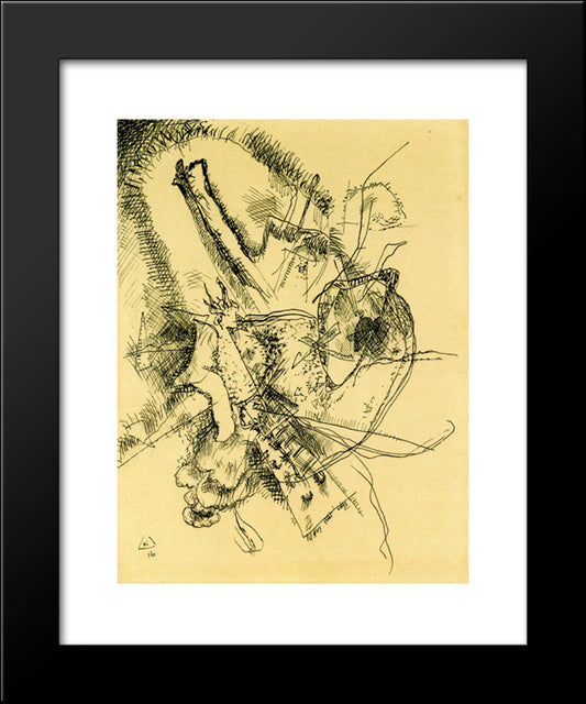 Drawing For Etching Ii 20x24 Black Modern Wood Framed Art Print Poster by Kandinsky, Wassily