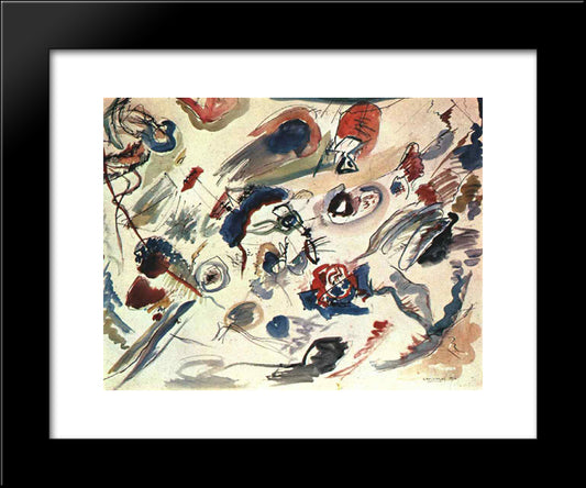 First Abstract Watercolor 20x24 Black Modern Wood Framed Art Print Poster by Kandinsky, Wassily