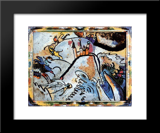 Glass Painting With The Sun (Small Pleasures) 20x24 Black Modern Wood Framed Art Print Poster by Kandinsky, Wassily