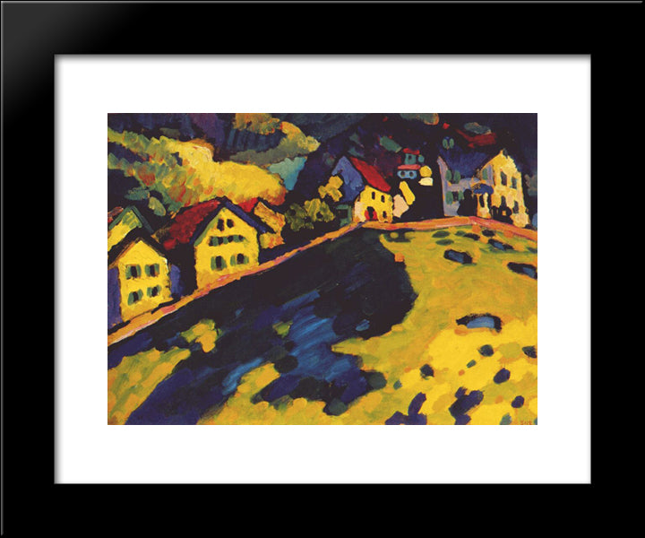 Houses At Murnau 20x24 Black Modern Wood Framed Art Print Poster by Kandinsky, Wassily