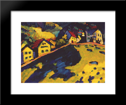 Houses At Murnau 20x24 Black Modern Wood Framed Art Print Poster by Kandinsky, Wassily