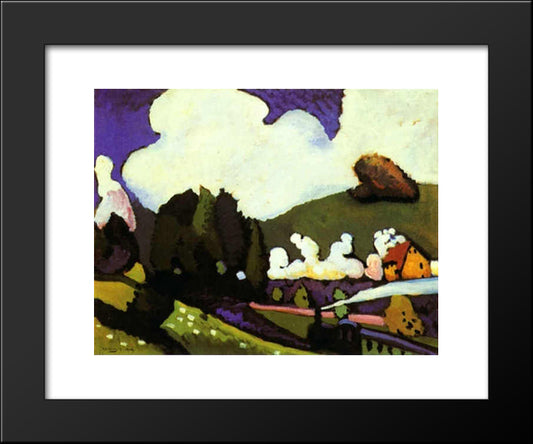 Landscape With A Steam Locomotive 20x24 Black Modern Wood Framed Art Print Poster by Kandinsky, Wassily