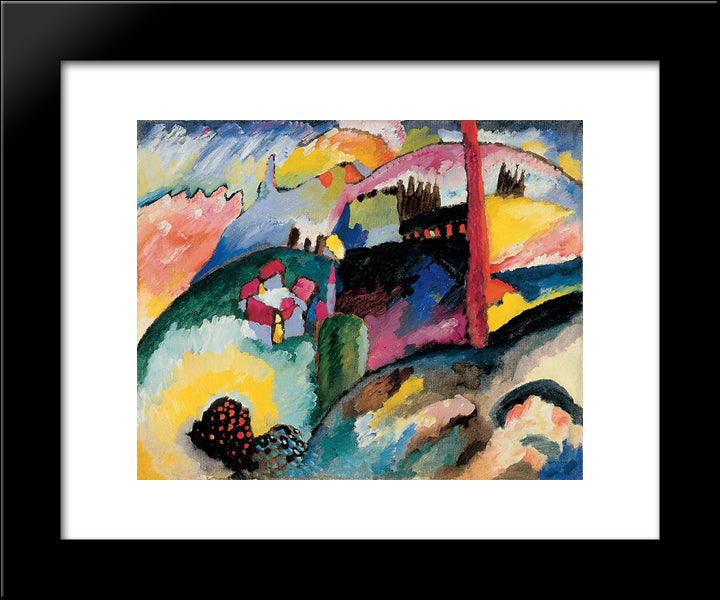 Landscape With Factory Chimney 20x24 Black Modern Wood Framed Art Print Poster by Kandinsky, Wassily