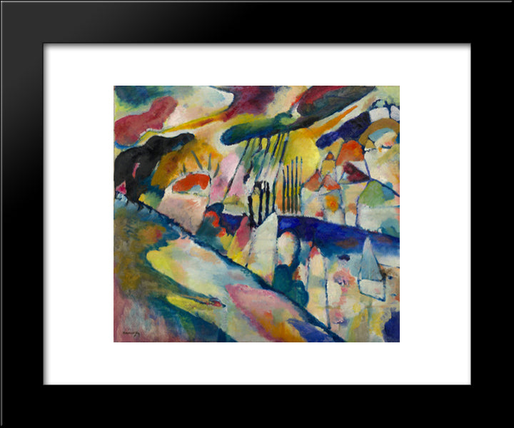 Landscape With Rain 20x24 Black Modern Wood Framed Art Print Poster by Kandinsky, Wassily