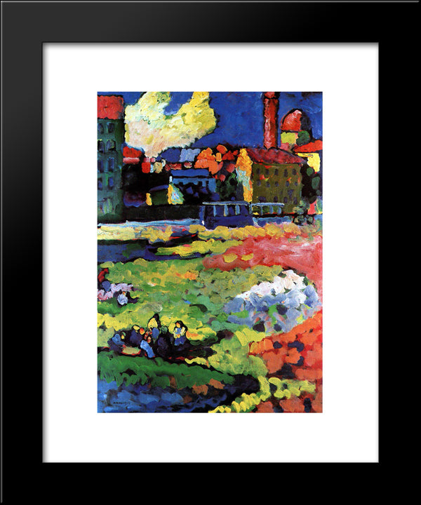 Munich-Schwabing With The Church Of St. Ursula 20x24 Black Modern Wood Framed Art Print Poster by Kandinsky, Wassily