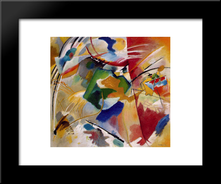 Painting With Green Center 20x24 Black Modern Wood Framed Art Print Poster by Kandinsky, Wassily