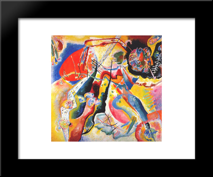 Painting With Red Spot 20x24 Black Modern Wood Framed Art Print Poster by Kandinsky, Wassily