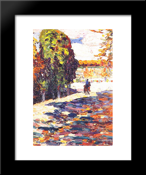 Park Of St. Cloud With Horseman 20x24 Black Modern Wood Framed Art Print Poster by Kandinsky, Wassily