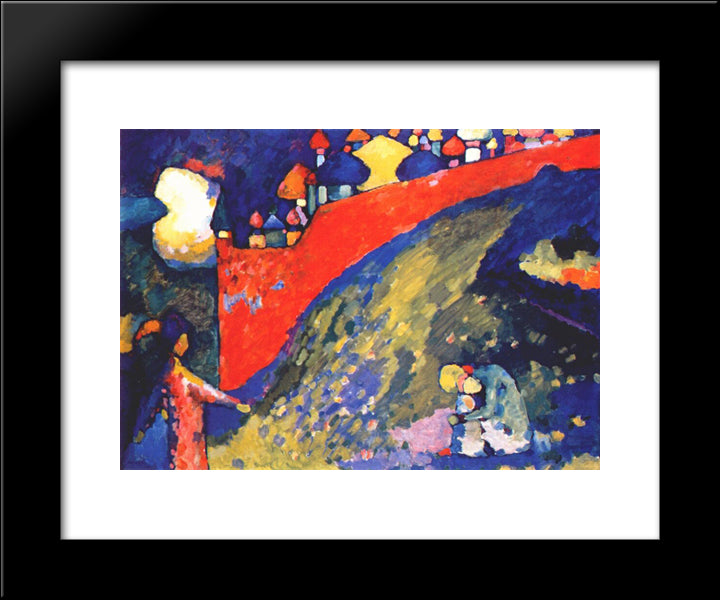 Red Wall Destiny 20x24 Black Modern Wood Framed Art Print Poster by Kandinsky, Wassily