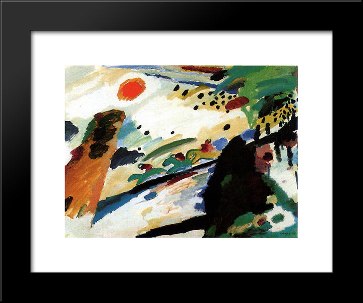 Romantic Landscape 20x24 Black Modern Wood Framed Art Print Poster by Kandinsky, Wassily