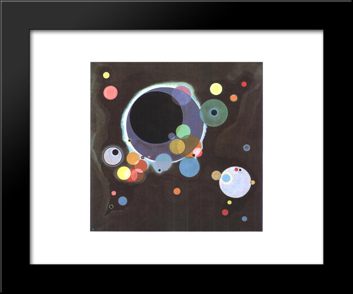 Several Circles 20x24 Black Modern Wood Framed Art Print Poster by Kandinsky, Wassily