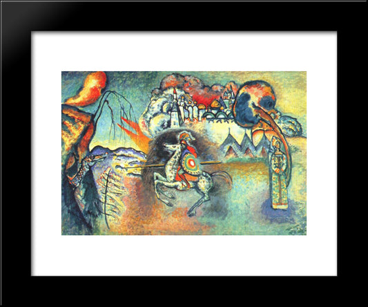 St. George And The Dragon 20x24 Black Modern Wood Framed Art Print Poster by Kandinsky, Wassily