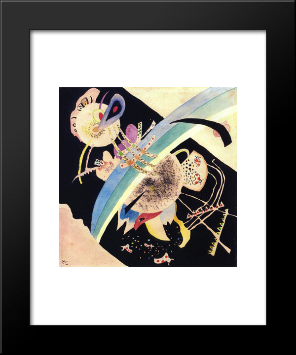 Study For Circles On Black 20x24 Black Modern Wood Framed Art Print Poster by Kandinsky, Wassily