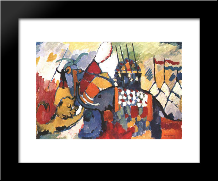 The Elephant 20x24 Black Modern Wood Framed Art Print Poster by Kandinsky, Wassily