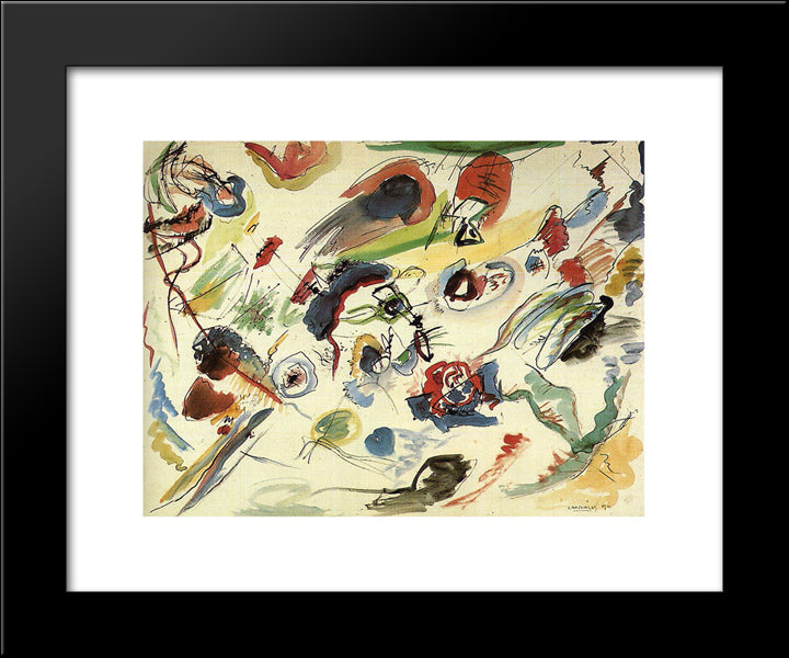 Untitled (First Abstract Watercolor) 20x24 Black Modern Wood Framed Art Print Poster by Kandinsky, Wassily