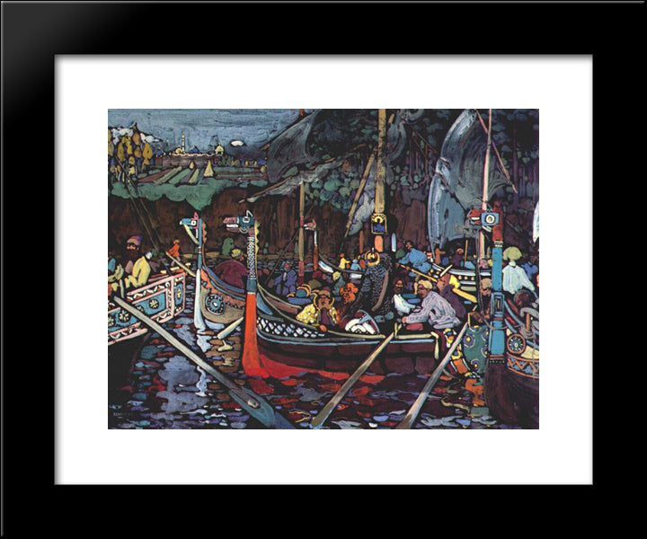 Volga Song 20x24 Black Modern Wood Framed Art Print Poster by Kandinsky, Wassily