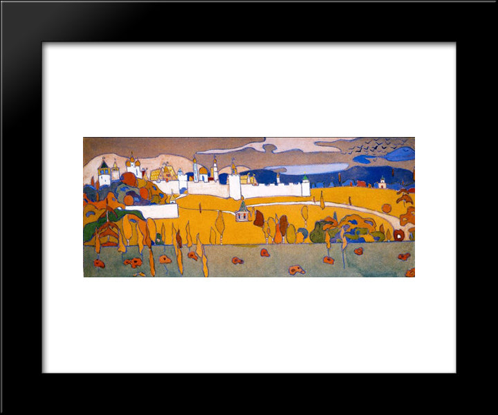 Walled City In Autumn Landscape 20x24 Black Modern Wood Framed Art Print Poster by Kandinsky, Wassily