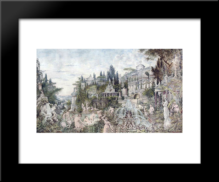An Enchanted Garden 20x24 Black Modern Wood Framed Art Print Poster by Kotarbinski, Wilhelm