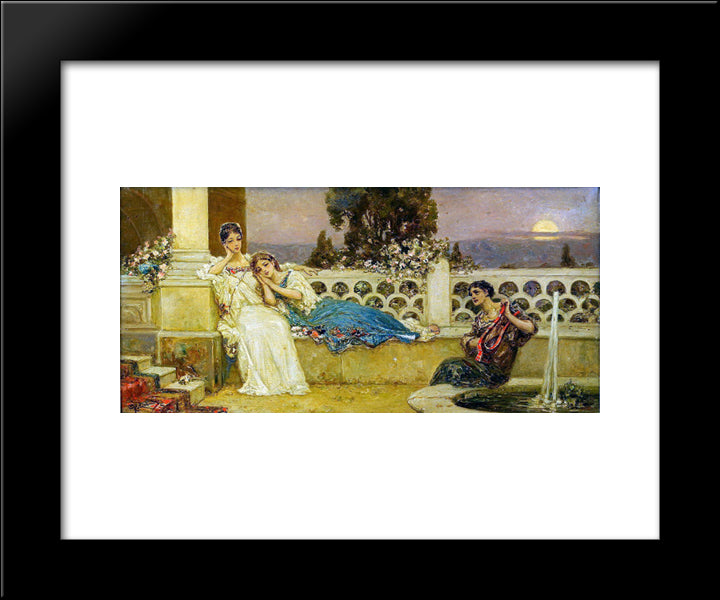 Eveneing At The Terrace 20x24 Black Modern Wood Framed Art Print Poster by Kotarbinski, Wilhelm