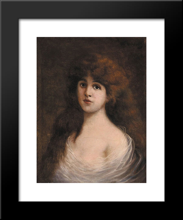 Portrait Of Young Woman 20x24 Black Modern Wood Framed Art Print Poster by Kotarbinski, Wilhelm