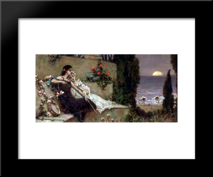 Resting By The Shore 20x24 Black Modern Wood Framed Art Print Poster by Kotarbinski, Wilhelm