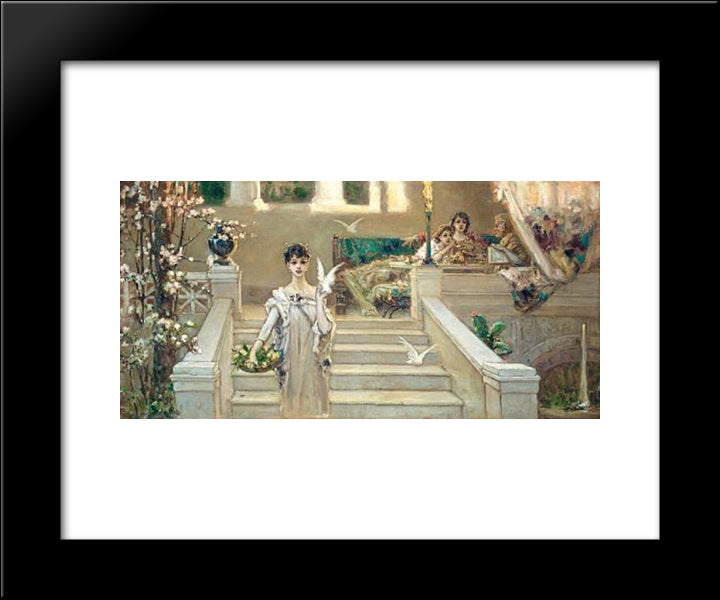 Roman Beauty With Doves 20x24 Black Modern Wood Framed Art Print Poster by Kotarbinski, Wilhelm