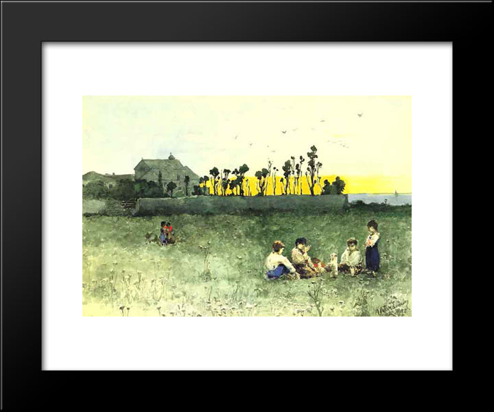 The Setting Sun 20x24 Black Modern Wood Framed Art Print Poster by Kotarbinski, Wilhelm