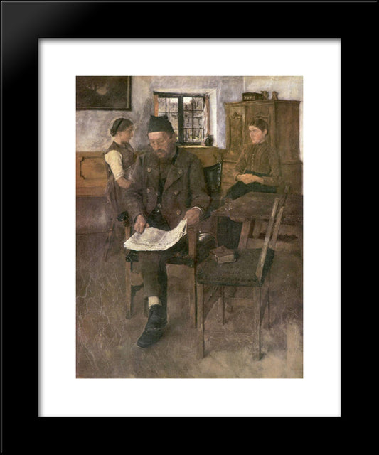 Der Zeitungsleser 20x24 Black Modern Wood Framed Art Print Poster by Leibl, Wilhelm