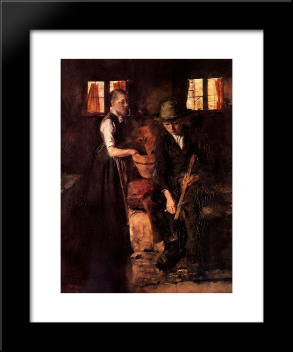 In Der Kuche (Kuche In Kutterling) 20x24 Black Modern Wood Framed Art Print Poster by Leibl, Wilhelm