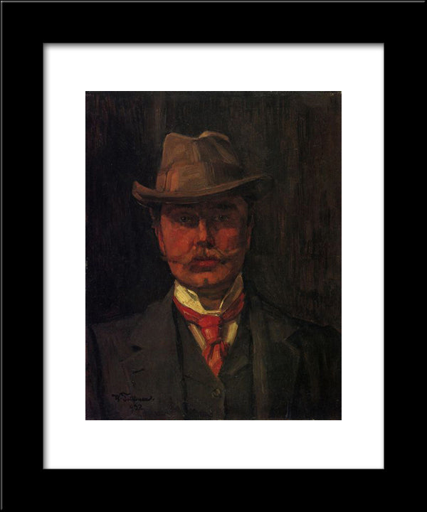 Self-Portrait 20x24 Black Modern Wood Framed Art Print Poster by Trubner, Wilhelm