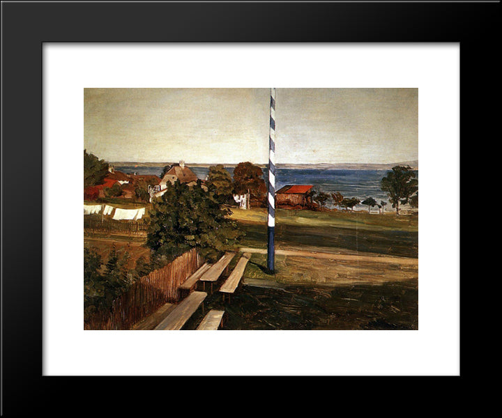 The Pub On Fraueninsel 20x24 Black Modern Wood Framed Art Print Poster by Trubner, Wilhelm