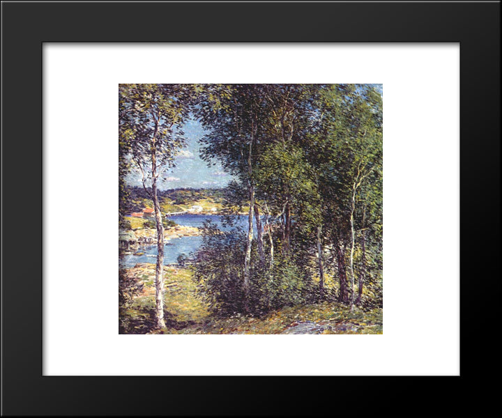 A Family Of Birches 20x24 Black Modern Wood Framed Art Print Poster by Metcalf, Willard