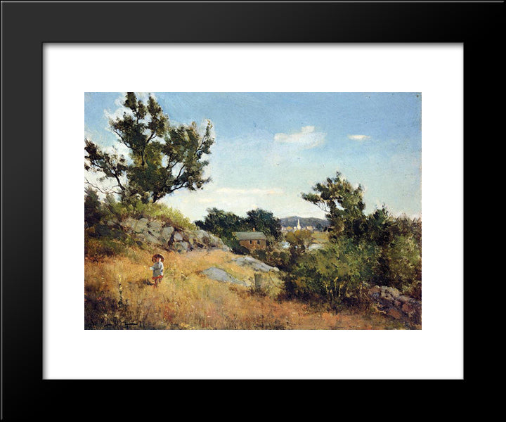 A View Of The Village 20x24 Black Modern Wood Framed Art Print Poster by Metcalf, Willard
